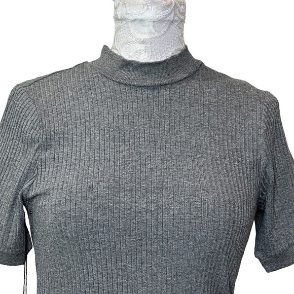 Susana Monaco Stretchy Ribbed Knit Short Sleeve Dress Gray Women's Small NWT - Picture 3 of 11